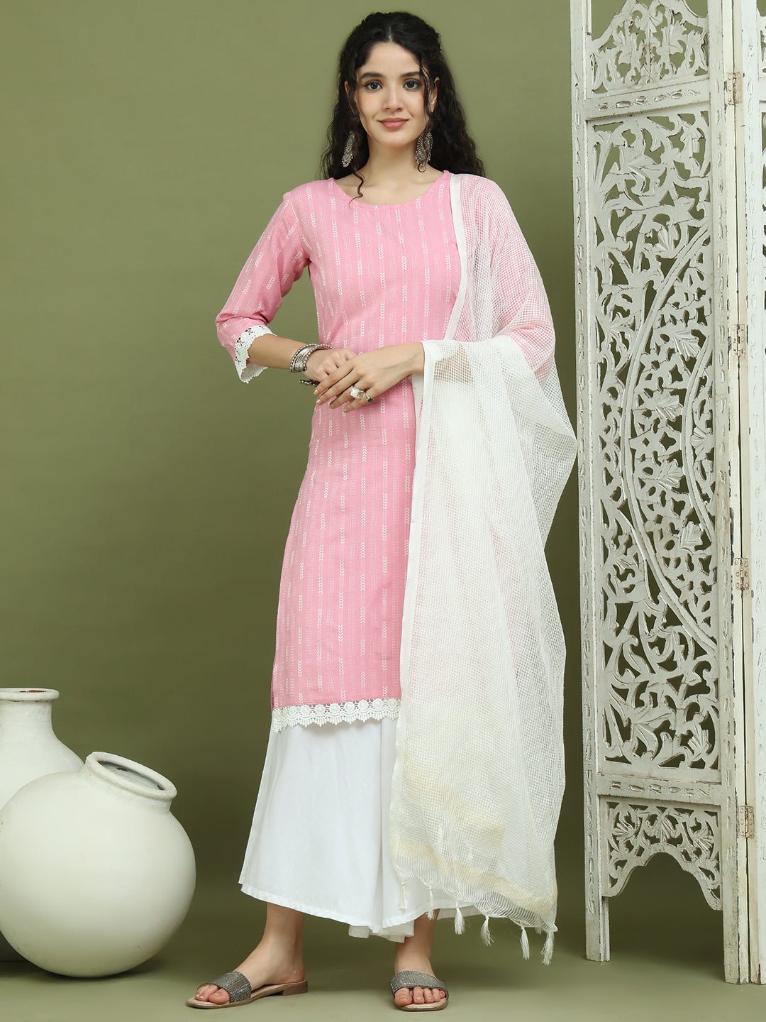DesiQlo Women kurta sets - Pink - JOKPL_2137W_D31W_1588_Pink_S