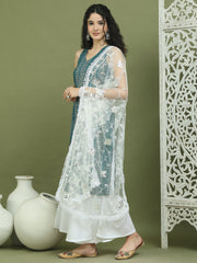 Foil Printed Rayon Kurta Palazzos & Dupatta for Women ( JOKPL 2137W D67W 1575 Blue )