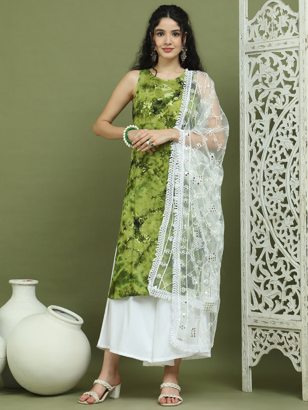 DesiQlo Women kurta sets - Green - JOKPL_2137W_D67W_1580_Olive_S