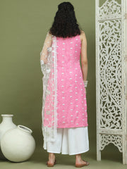 Printed Rayon Kurta Palazzo & Dupatta ( JOKPL 2137W D67W 1580 Pink )