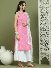 Printed Rayon Kurta Palazzo & Dupatta ( JOKPL 2137W D67W 1580 Pink )