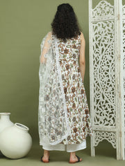 Foil Printed flared kurta pallazos With Dupatta ( JOKPL 2137W D67W 1581 Brown )