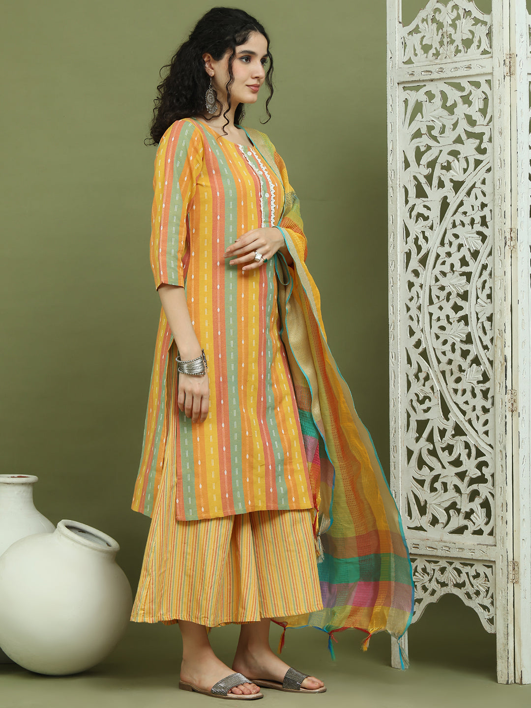 DesiQlo Women kurta sets - Yellow - JOKPL_2138Mus_D70Mul_1570_Mustard_