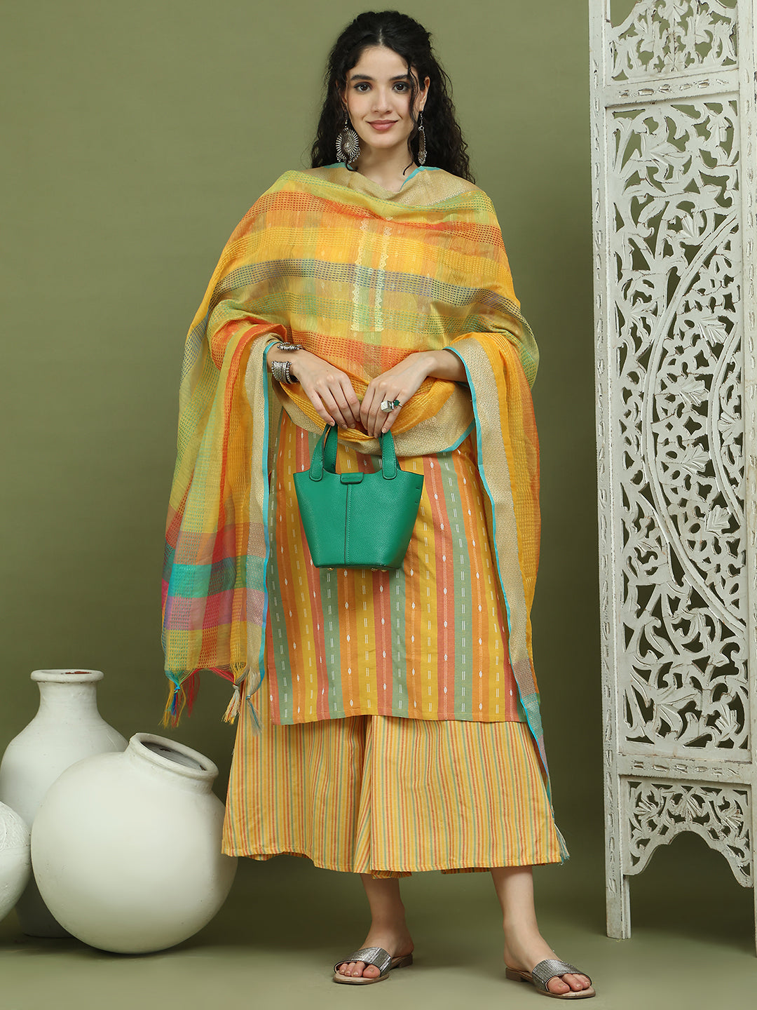 DesiQlo Women kurta sets - Yellow - JOKPL_2138Mus_D70Mul_1570_Mustard_
