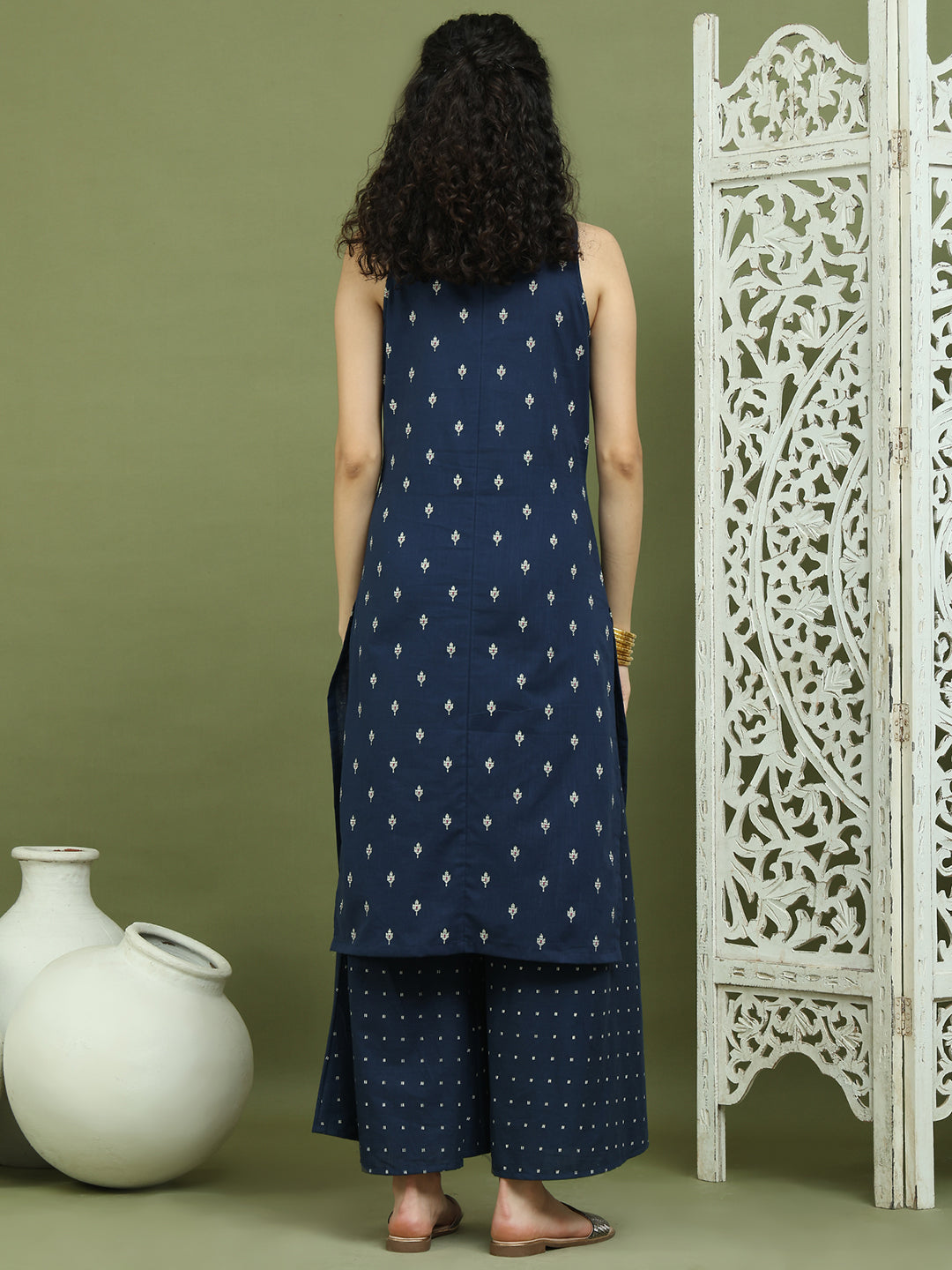 DesiQlo Women kurta sets - Blue - JOKPL_2138N_1585_Navy_S