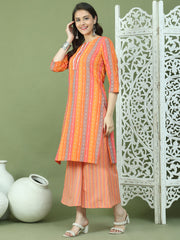 Lace Work, Woven Design straight Kurtas for Women ( JOK 1570 Orange )