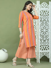 Lace Work, Woven Design straight Kurta With Palazzo ( JOKPL 2138Or 1570 Orange )