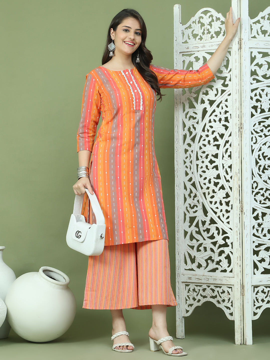 DesiQlo Women kurta sets - Orange