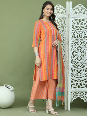 Lace Work, Woven Design straight Kurta Palazza & Dupatta ( JOKPL 2138Or D70Or 1570 Orange )