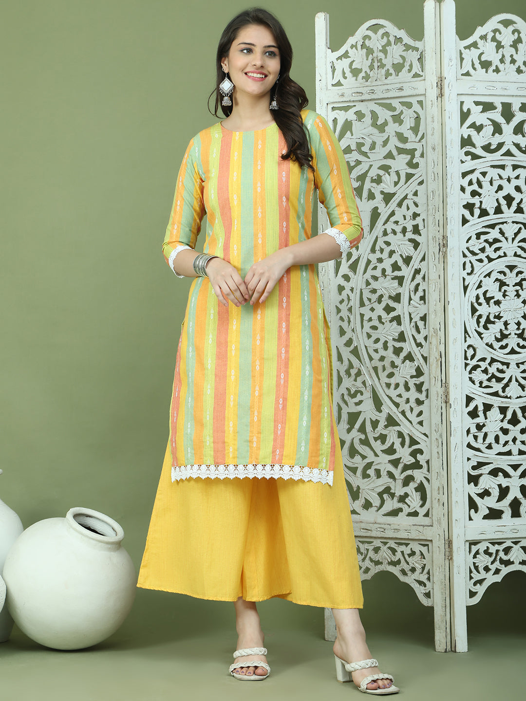DesiQlo Women kurta sets - Yellow - JOKPL_2138Y_1589_Yellow_S
