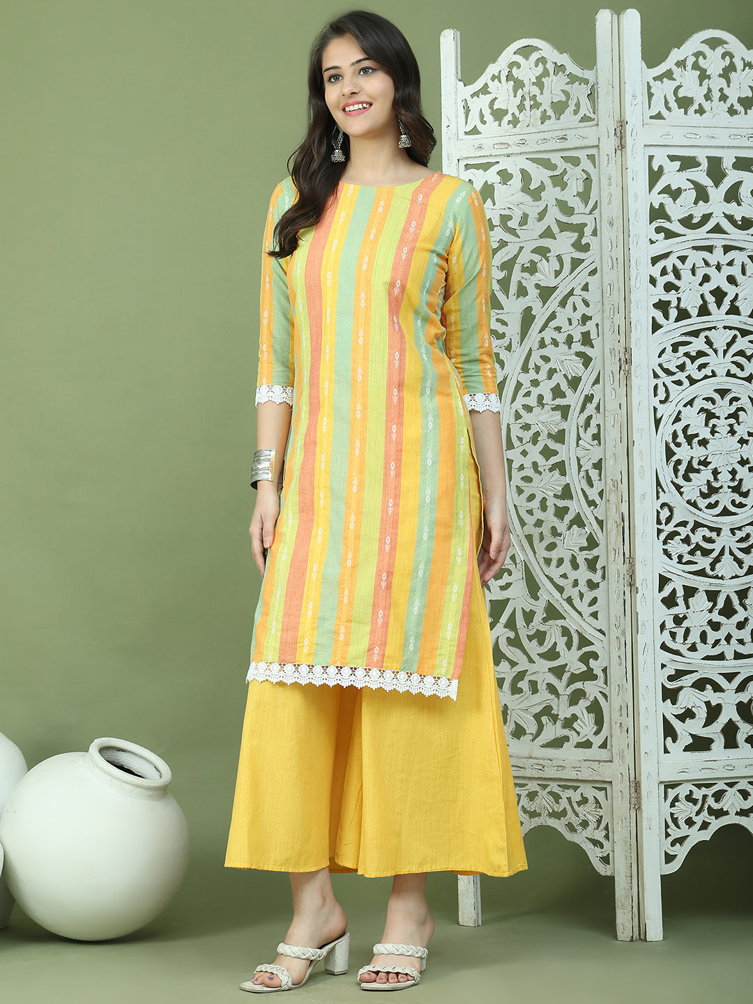 DesiQlo Women kurta sets - Yellow - JOKPL_2138Y_1589_Yellow_S