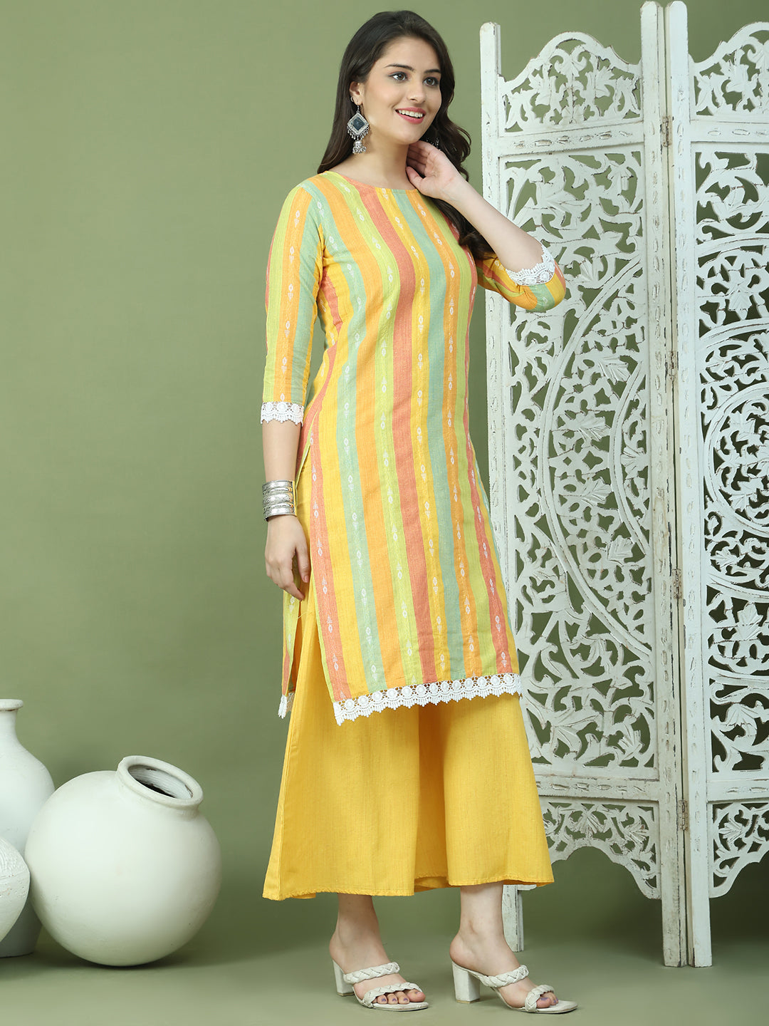 DesiQlo Women kurta sets - Yellow - JOKPL_2138Y_1589_Yellow_S
