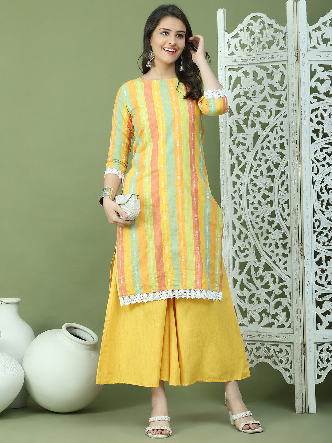 DesiQlo Women kurta sets - Yellow - JOKPL_2138Y_1589_Yellow_S