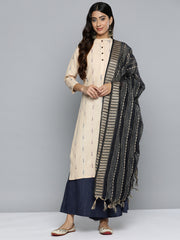 DesiQlo Woven Design Kurta With Palazzos & Dupatta ( JOKPL D10B 1508 Navy )