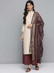 DesiQlo Woven Design Kurta With Palazzos & Dupatta ( JOKPL D10P 1508 Purple )