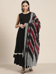 Women Kurta with Palazzos & Ikkat Dupatta-JOKPL-D17Gry