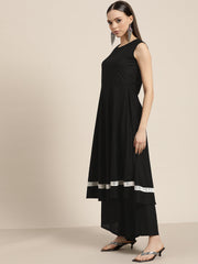 Women Kurta with Palazzos & Ikkat Dupatta-JOKPL-D17Gry
