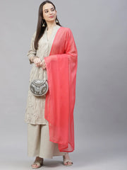Women Grey & Pink Floral Embroidered Regular Kurta with Palazzos & Dupatta ( JOKPL D21P 1399 Grey )