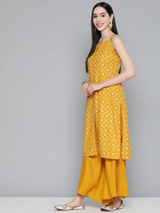Printed Kurta with Palazzos & With Chikankari Dupatta ( JOKPL D28W 1495 Mustard )-JOKPL-D28W-1495