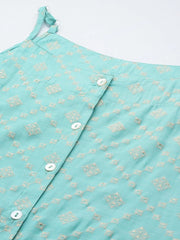 Printed Blue Kurta with Palazzos & With Chikankari Dupatta ( JOKPL D28W 1495 Sky )-JOKPL-D28W-1495