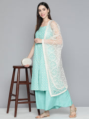 Printed Blue Kurta with Palazzos & With Chikankari Dupatta ( JOKPL D28W 1495 Sky )-JOKPL-D28W-1495