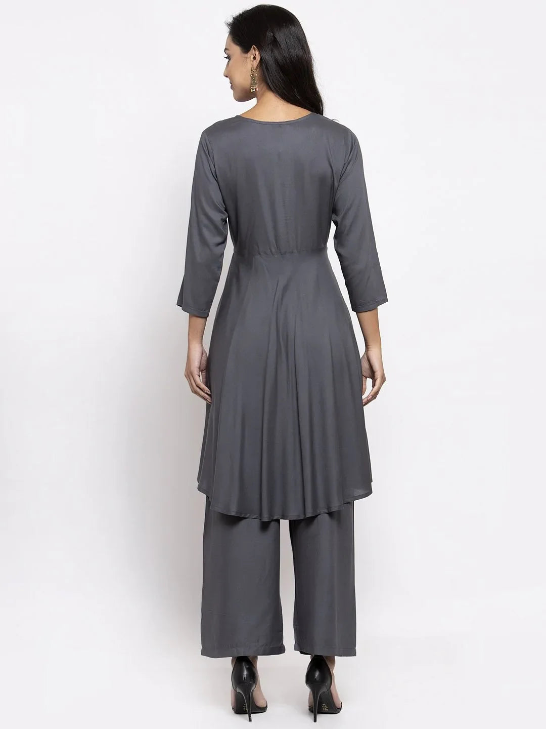 Grey Kurta Palazzo Set - Women's Rayon Kurta and Palazzo Set