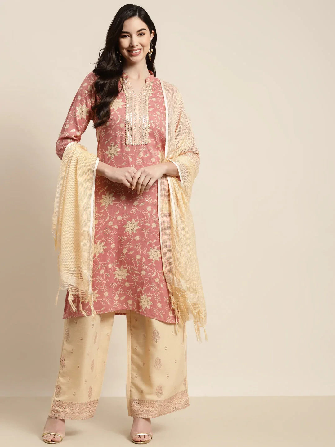 DesiQlo Women Kurta sets - Pink - JOKPL_D31Bg_1447_Pink_S