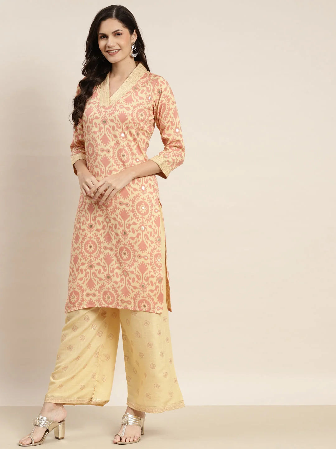 Floral Printed Kurta Palazzo Set - Women's Palazzo Sets