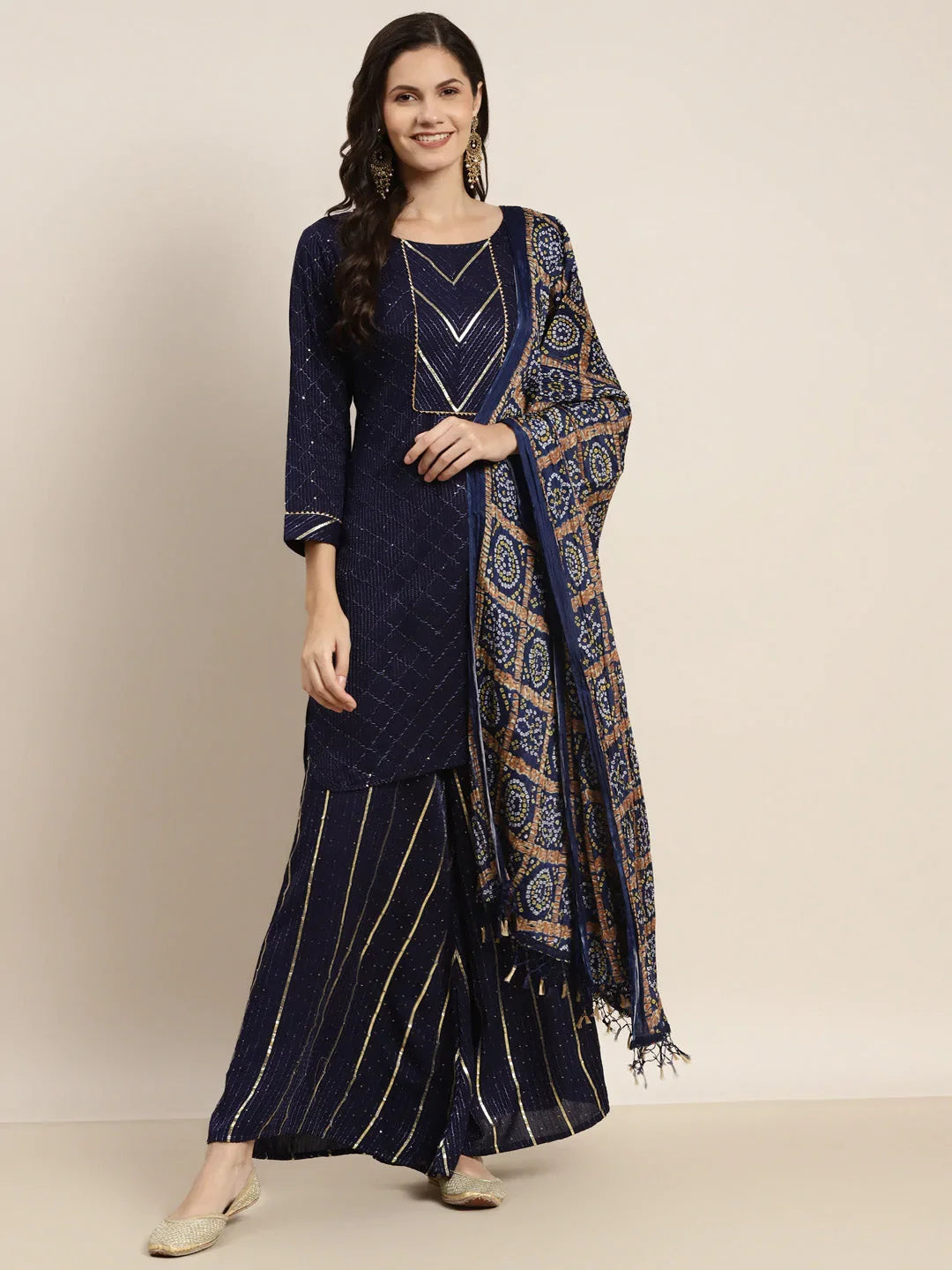 DesiQlo Women Kurta sets - Blue - JOKPL_D37N_1475_Navy_S