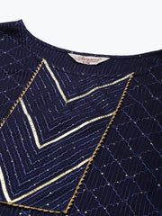 Embroidered Sequinned Kurta with Palazzos & Dupatta ( JOKPL D37N 1475 Navy )