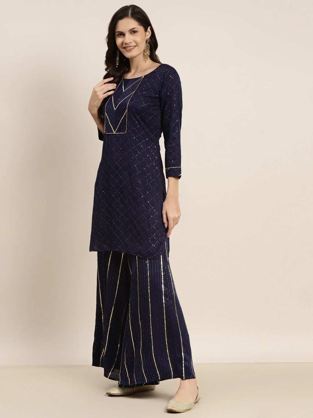 DesiQlo Women Kurta sets - Blue - JOKPL_D37N_1475_Navy_S