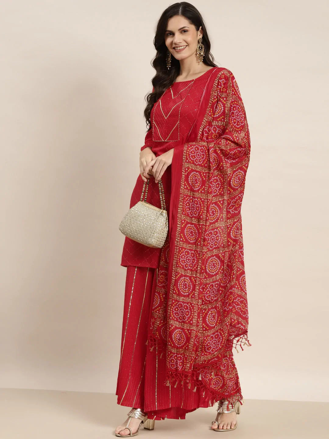 DesiQlo Women Kurta sets - Red - JOKPL_D37R_1475_Red_S