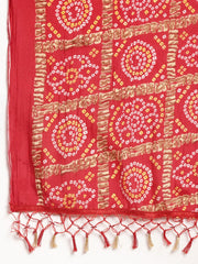 Embroidered Sequinned Kurta with Palazzos & Dupatta ( JOKPL D37R 1475 Red )
