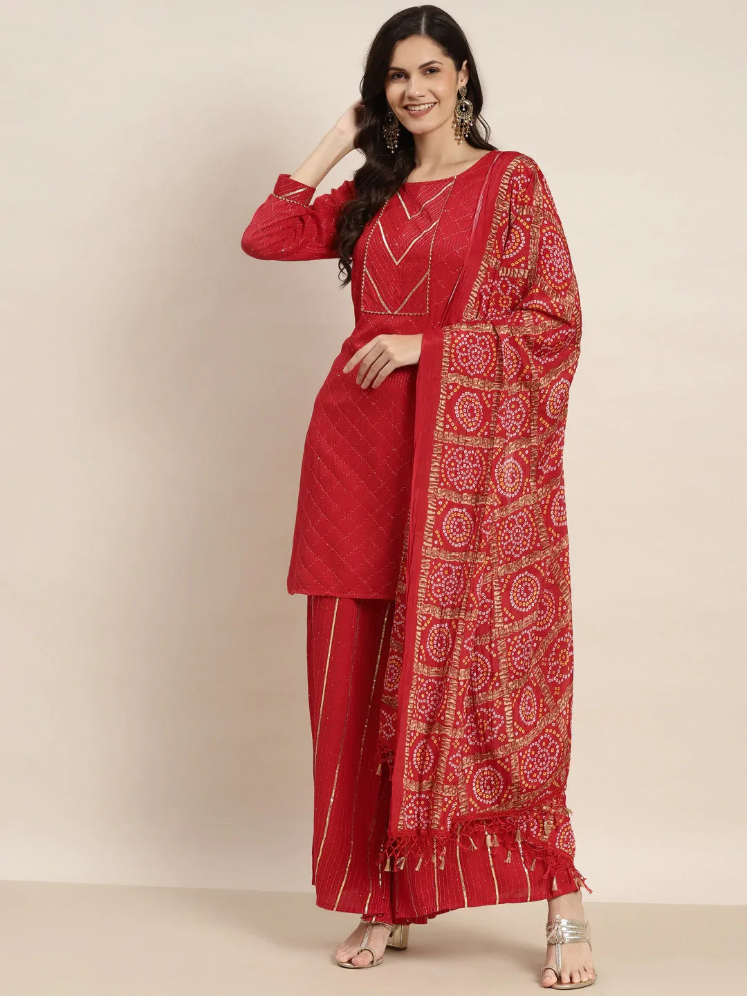 DesiQlo Women Kurta sets - Red - JOKPL_D37R_1475_Red_S
