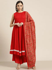 Women Kurta with Palazzos & print Dupatta-JOKPL-D37R