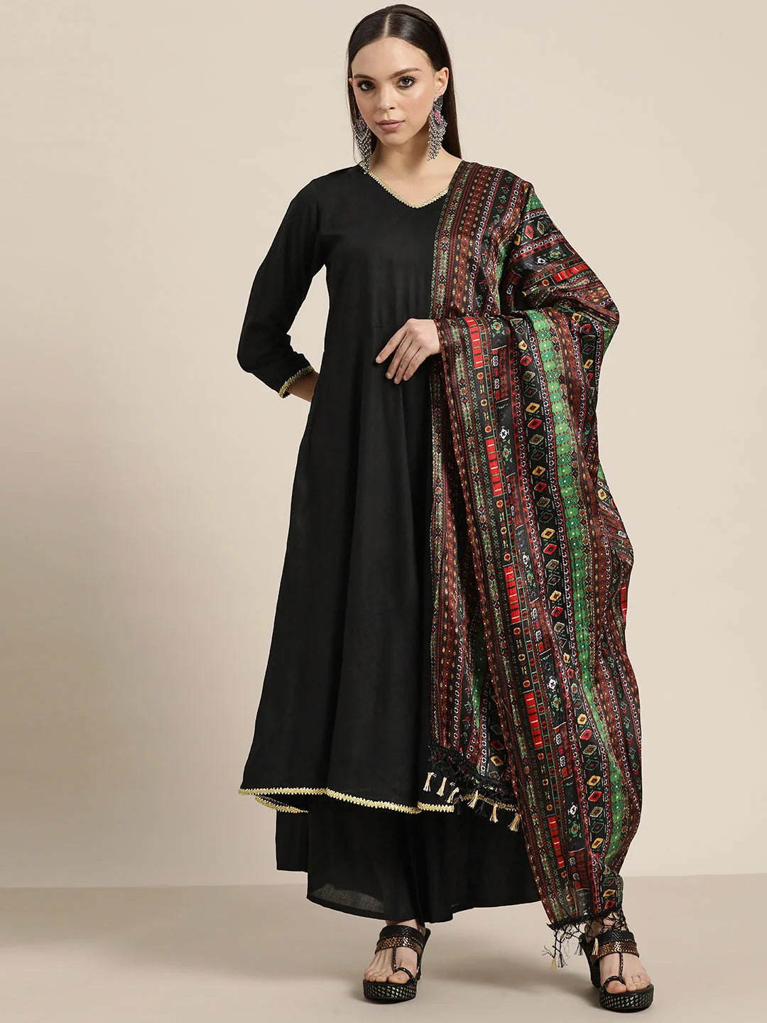 Women's Anarkali Kurta Set with Print Dupatta | Kurta and Palazzo