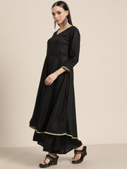 Women Kurta with Palazzos & print Dupatta-JOKPL-D39B