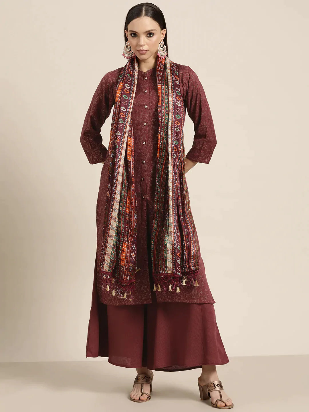 DesiQlo Women Kurta sets - Maroon - JOKPL_D39P_1481_Maroon_S