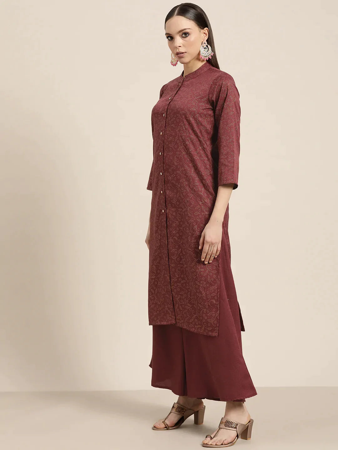 DesiQlo Women Kurta sets - Maroon - JOKPL_D39P_1481_Maroon_S