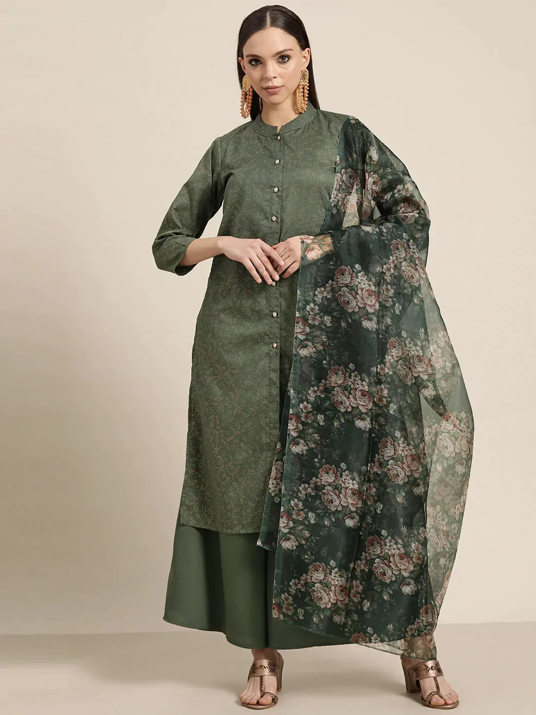 DesiQlo Women Kurta sets - Green - JOKPL_D41G_1481_Green_S