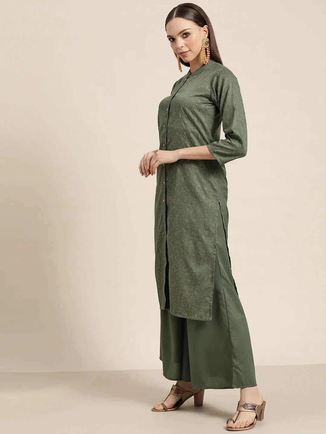 DesiQlo Women Kurta sets - Green - JOKPL_D41G_1481_Green_S