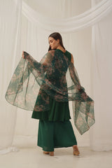 Women Embroidered Sequinned Kurta & Palazzos With Dupatta-DSQ