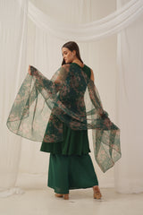 Women Embroidered Sequinned Kurta & Palazzos With Dupatta-DSQ
