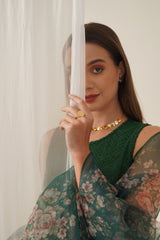 Women Embroidered Sequinned Kurta & Palazzos With Dupatta-DSQ