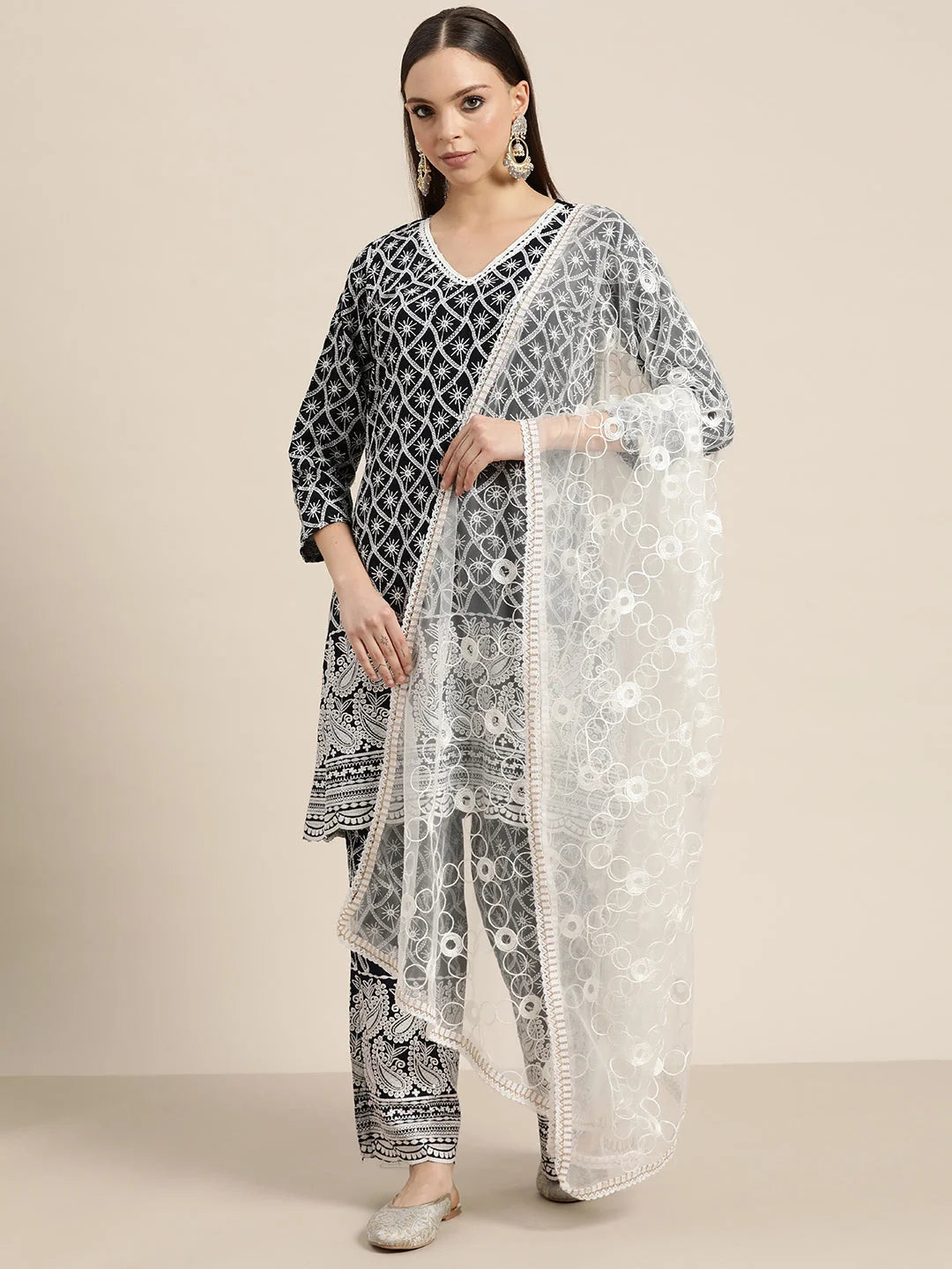 Embroidered Kurta Palazzo Set - Womenâ€™s Palazzo Sets & Dupatta
