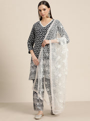 Women Ethnic Motifs Embroidered Sequinned Kurta With Palazzos & With Dupatta-JOKPL-D42W