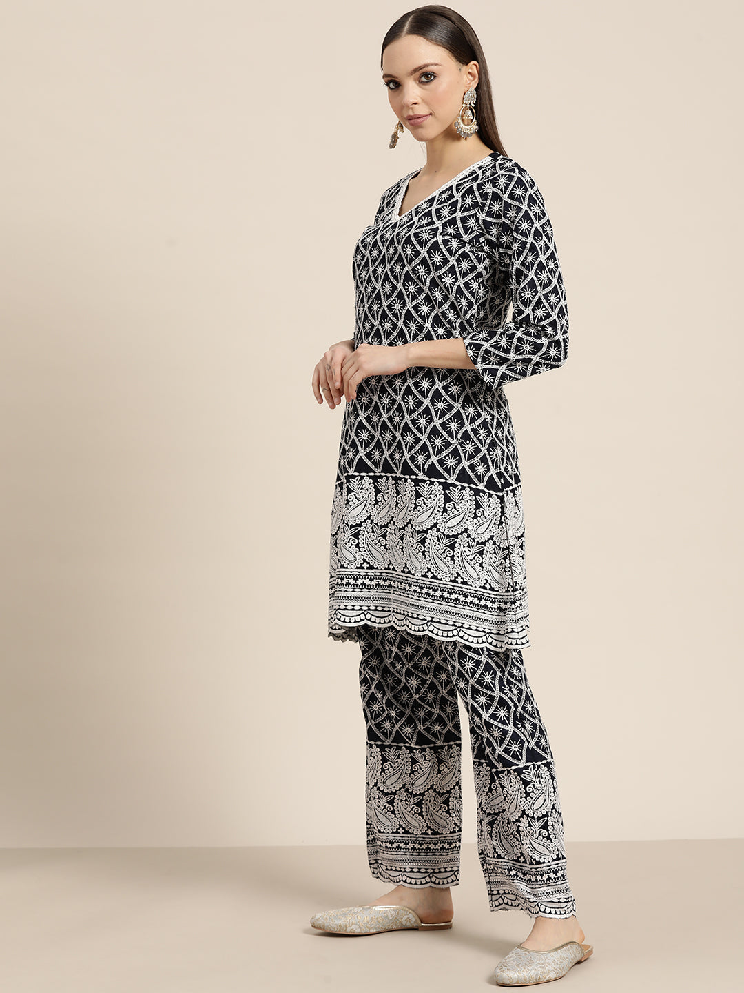 Embroidered Kurta Palazzo Set - Womenâ€™s Palazzo Sets & Dupatta
