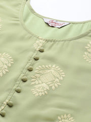 Ethnic Motifs Green Printed Georgette Kurta with Palazzos & With Dupatta ( JOKPL D43G 1484 Green )-JOKPL-D43G-1484