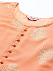Ethnic Motifs Peach Printed Georgette Kurta with Palazzos & With Dupatta ( JOKPL D43P 1484 Peach )-JOKPL-D43P-1484