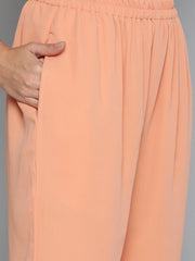 Ethnic Motifs Peach Printed Georgette Kurta with Palazzos & With Dupatta ( JOKPL D43P 1484 Peach )-JOKPL-D43P-1484